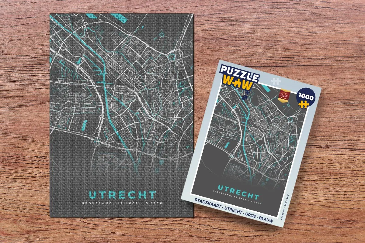 PuzzleWow Utrecht Legpuzzel 1000 Stuks - Stadskaart Multicolor