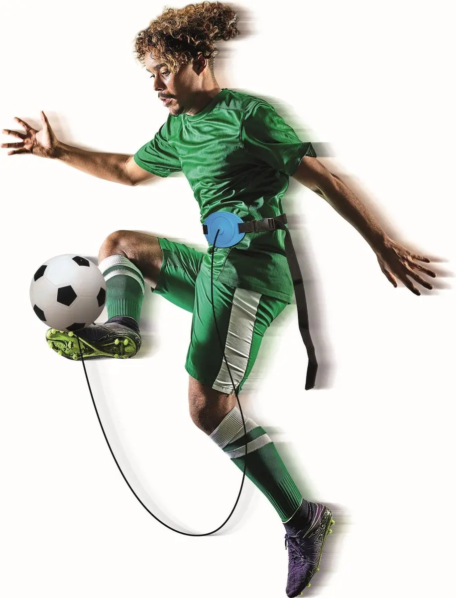 SportX Voetbaltrainer met Elastiek - 20cm - Blauw - afbeelding 5 van 6