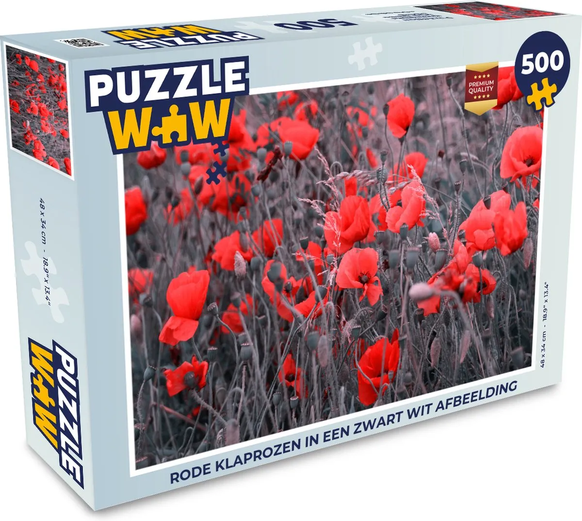 PuzzleWow Legpuzzel Rode Klaprozen 500 Stuks