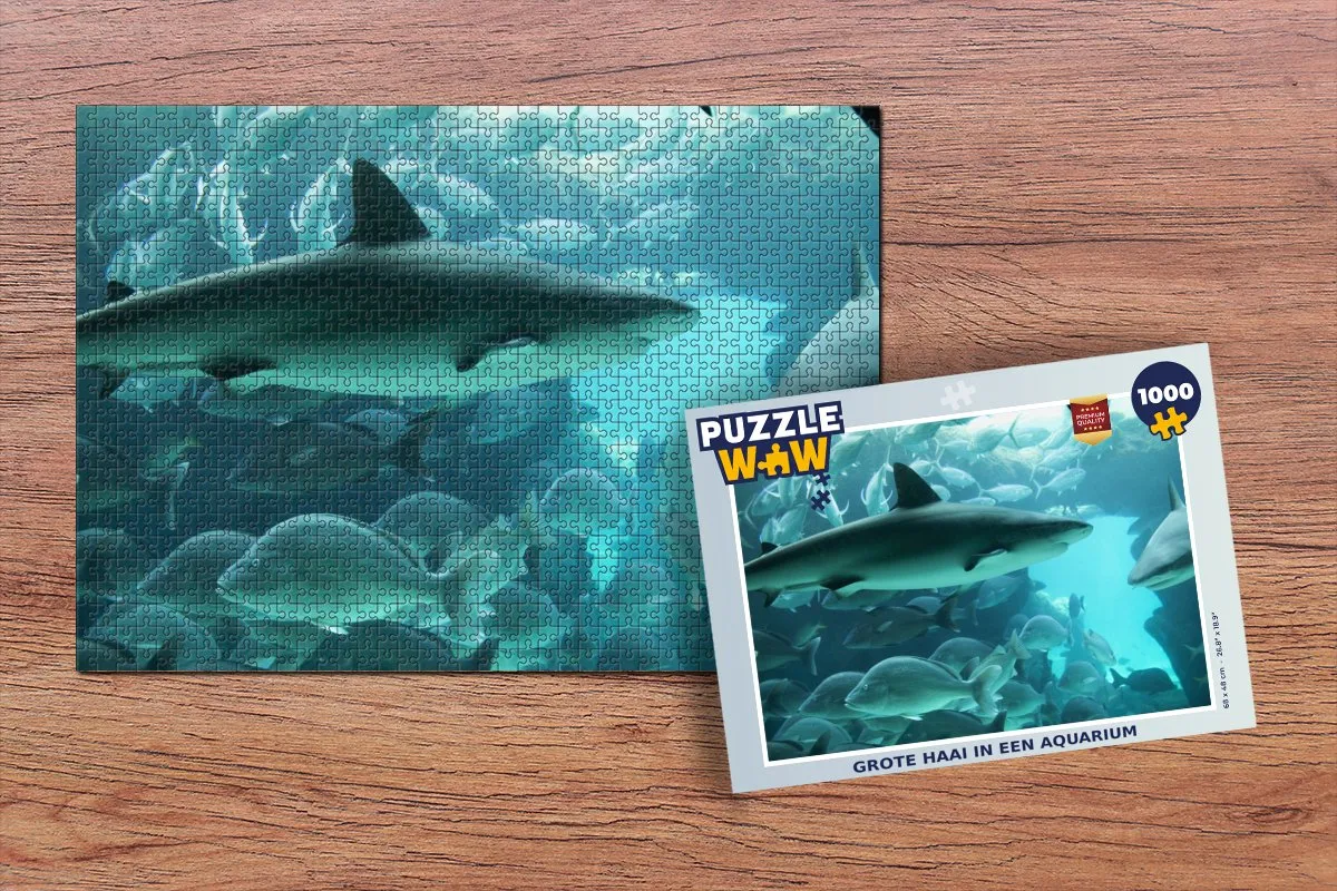 PuzzleWow Legpuzzel Grote Haai in Aquarium 1000 Stuks