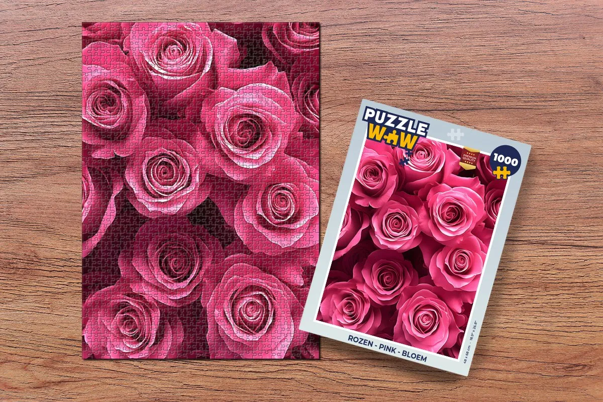 PuzzleWow Rozen Legpuzzel 1000 Stuks - Roze
