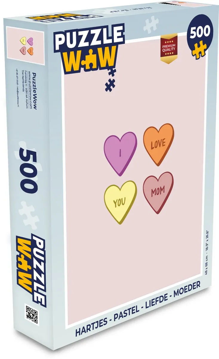 PuzzleWow Hartjes Pastel Legpuzzel 500 Stuks