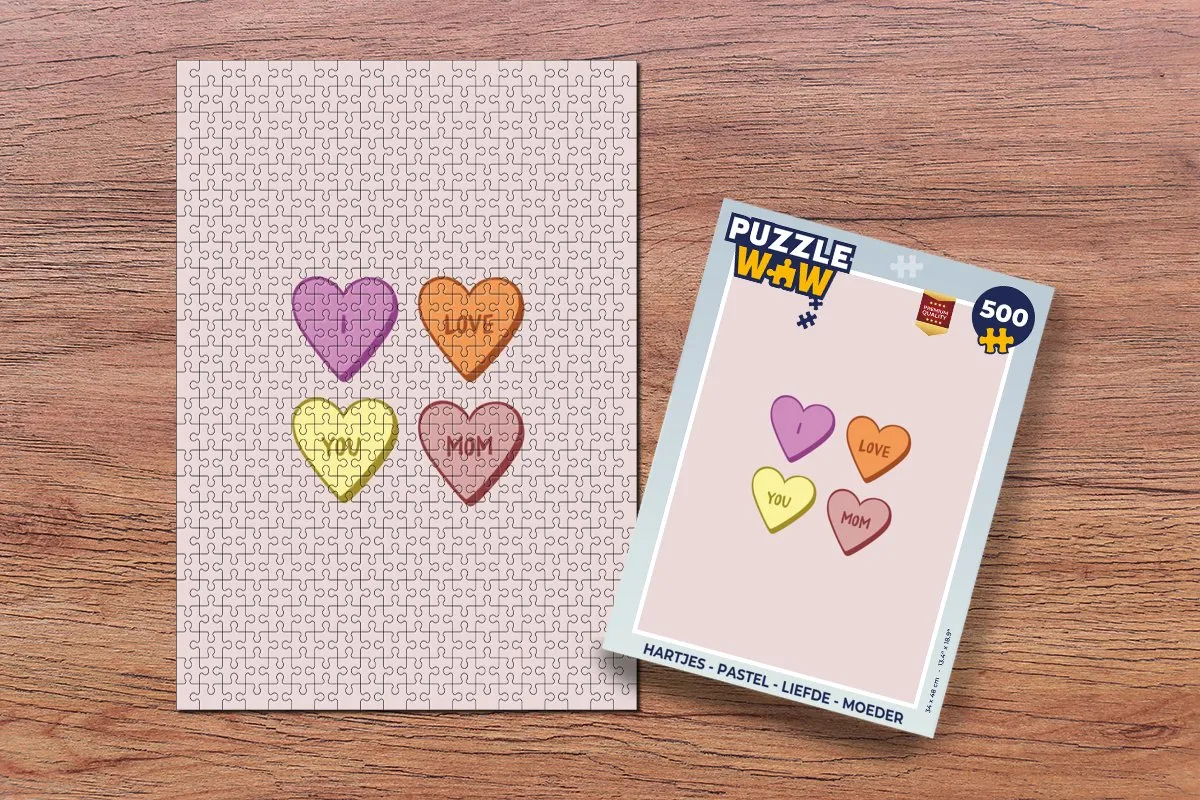 PuzzleWow Hartjes Pastel Legpuzzel 500 Stuks - MPN 8721179515035