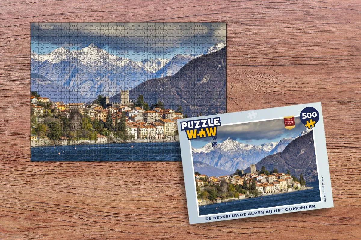 PuzzleWow Alpen Comomeer Italië Legpuzzel 500 Stuks - Multicolor