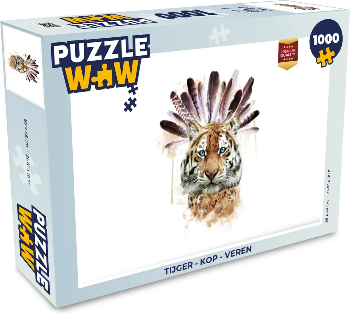 PuzzleWow Tijger Kop Veren Legpuzzel 1000 Stuks