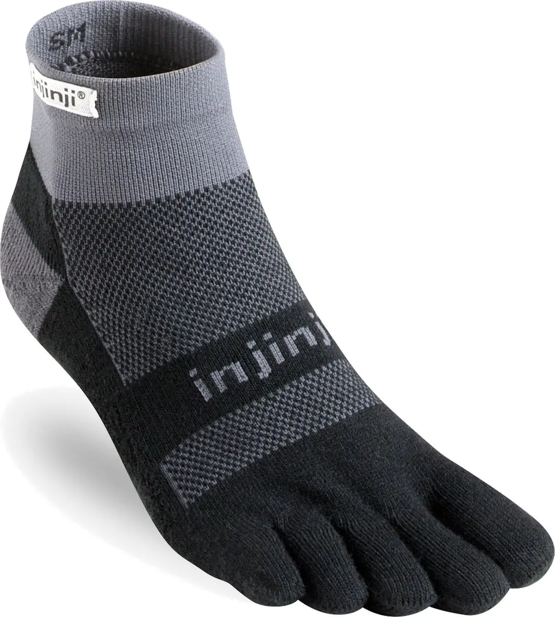 Injinji Run Midweight Mini-Crew Teensokken - Zwart/Grijs - afbeelding 3 van 6