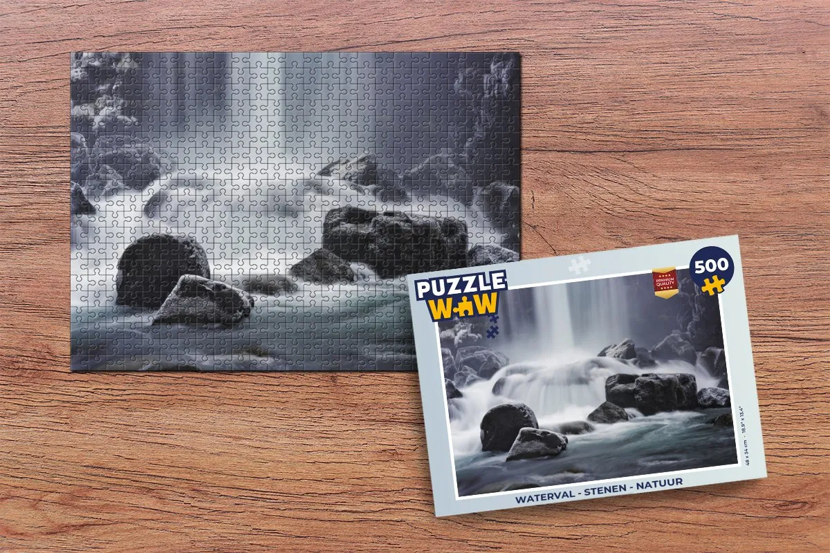 PuzzleWow Waterval Natuur Legpuzzel 500 Stuks - Multicolor