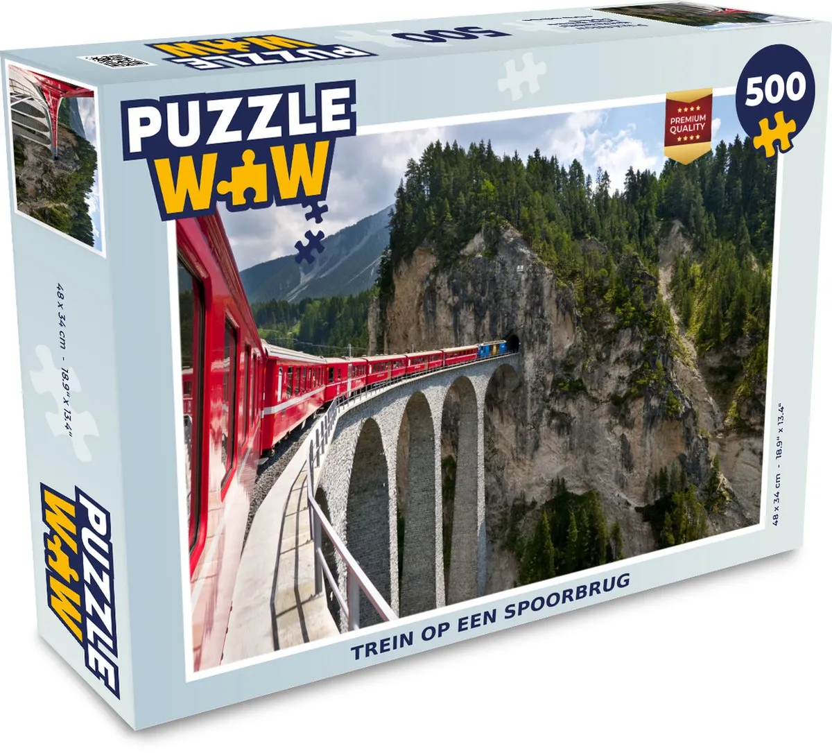 PuzzleWow Legpuzzel Trein op Spoorbrug 500 Stuks