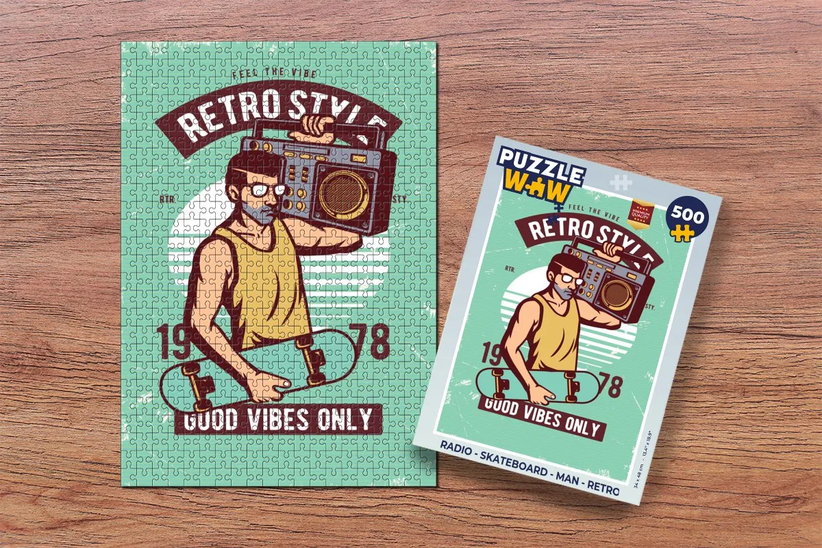 PuzzleWow Skateboard Retro Legpuzzel 500 Stuks - Multicolor