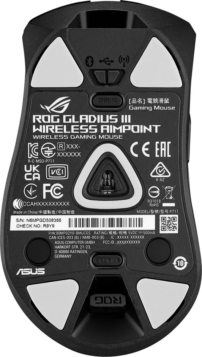 ASUS Gladius III Wireless AimPoint 90MP02Y0-BMUA00 Muis - Zwart