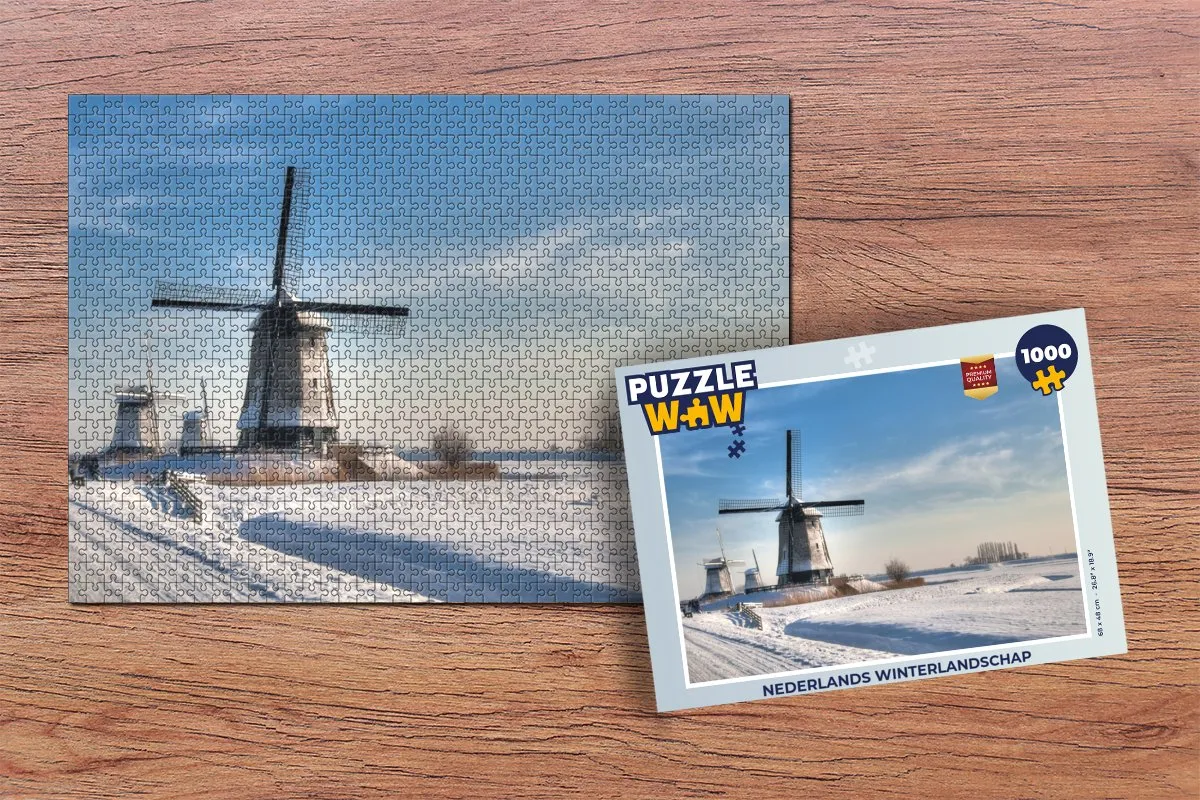 PuzzleWow Legpuzzel Nederlands Winterlandschap 1000 Stuks - Multicolor