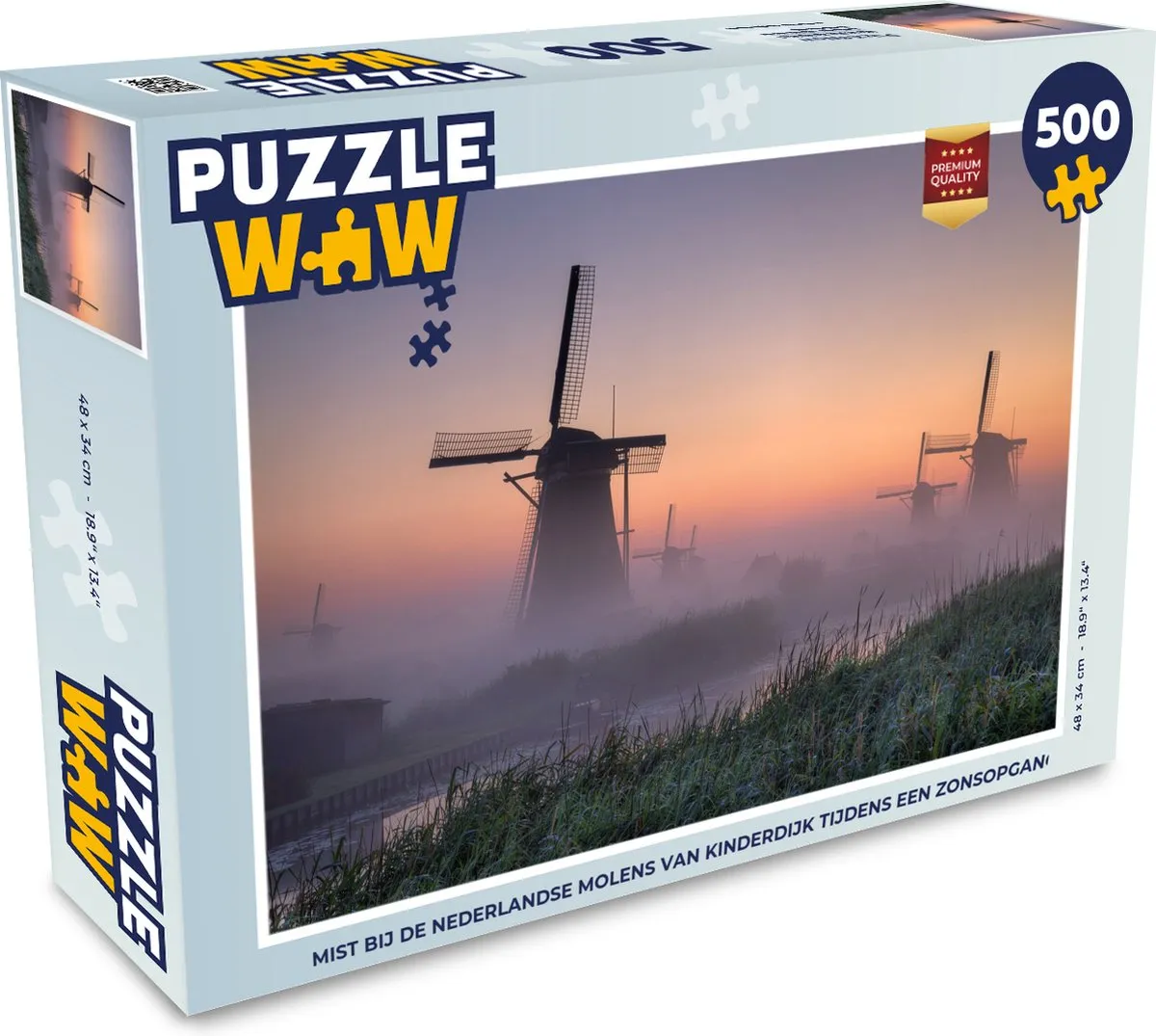 PuzzleWow Molen Nederland Mist Legpuzzel 500 Stuks