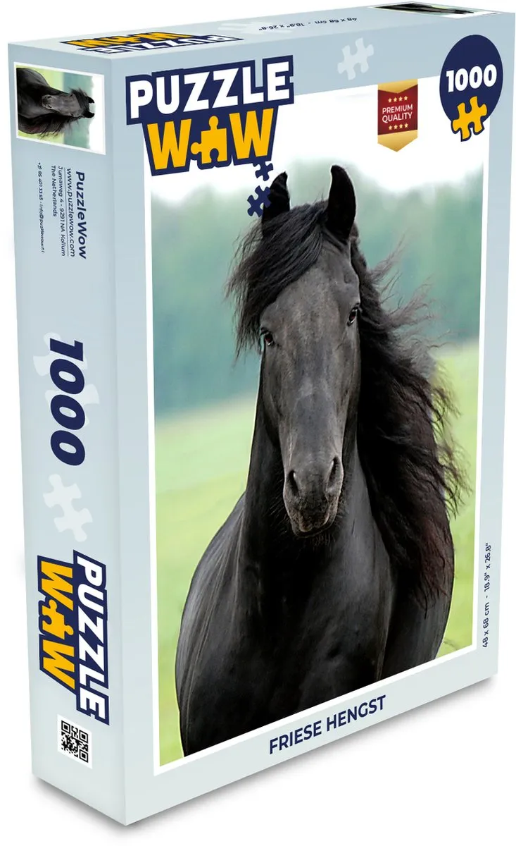 PuzzleWow Fries Paard Gras Legpuzzel 1000 Stuks - Multicolor