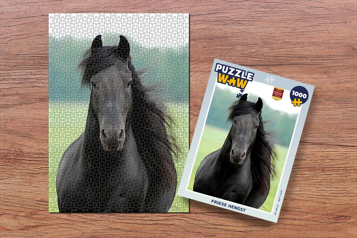 PuzzleWow Fries Paard Gras Legpuzzel 1000 Stuks