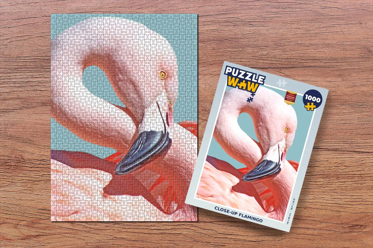 PuzzleWow Close-up Flamingo Legpuzzel 1000 Stuks - Multicolor