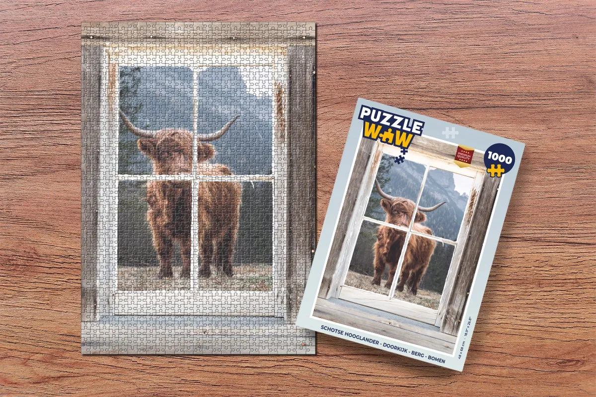 PuzzleWow Schotse Hooglander Legpuzzel 1000 Stuks - Multicolor