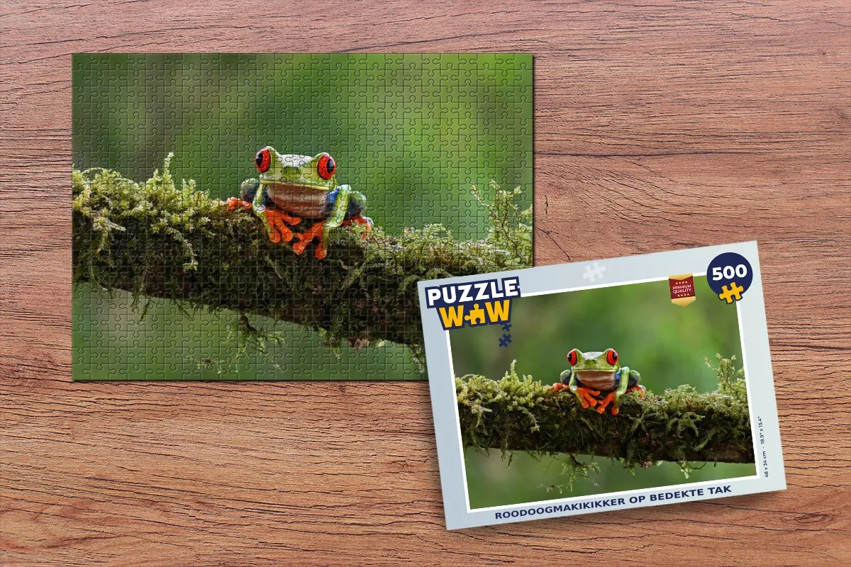 PuzzleWow Legpuzzel Roodoogmakikikker 500 Stuks - Multicolor