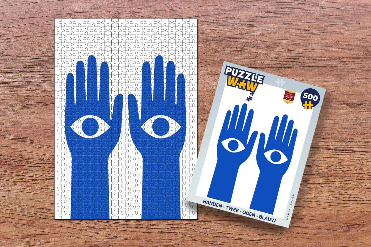 PuzzleWow Legpuzzel 500 Stuks - Handen/Ogen Blauw