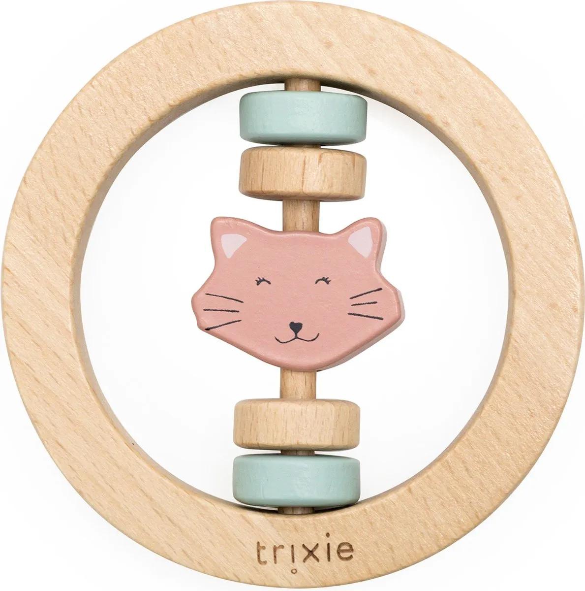 Trixie Houten Ronde Rammelaar Mrs. Cat - Roze