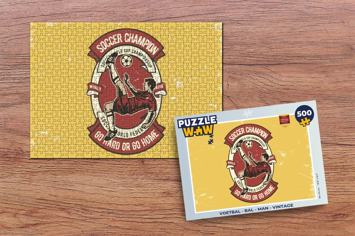 PuzzleWow Voetbal Vintage Legpuzzel 500 Stuks - Multicolor