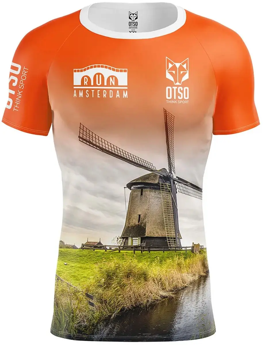 Otso Run Ámsterdam 2024 T-shirt Met Korte Mouwen Oranje L Man