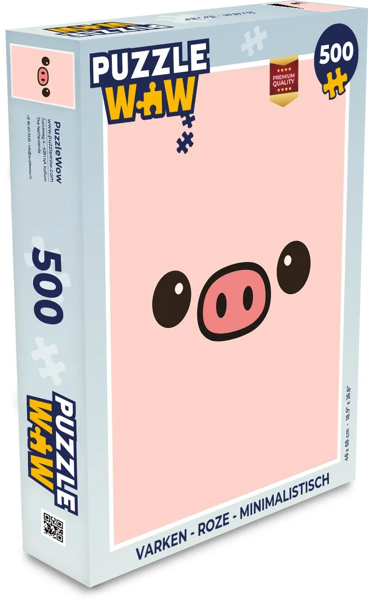 PuzzleWow Minimalistisch Varken Puzzel 500 Stuks