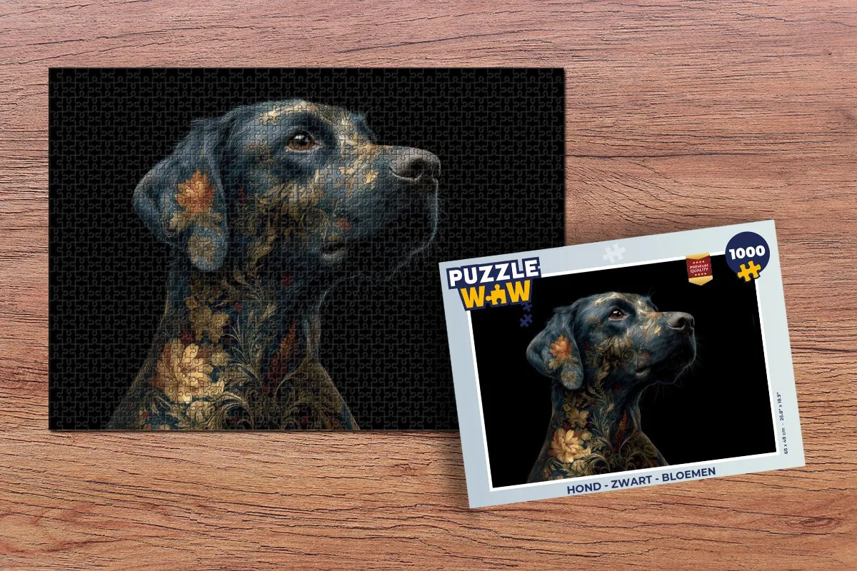 PuzzleWow Hond Bloemen Legpuzzel 1000 Stukken - MPN 8721406824701