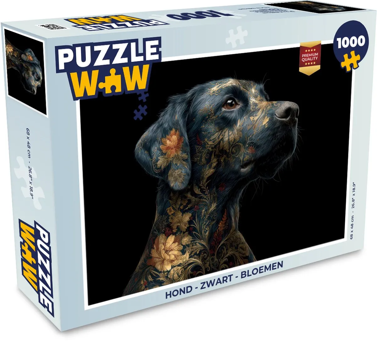 PuzzleWow Hond Bloemen Legpuzzel 1000 Stukken