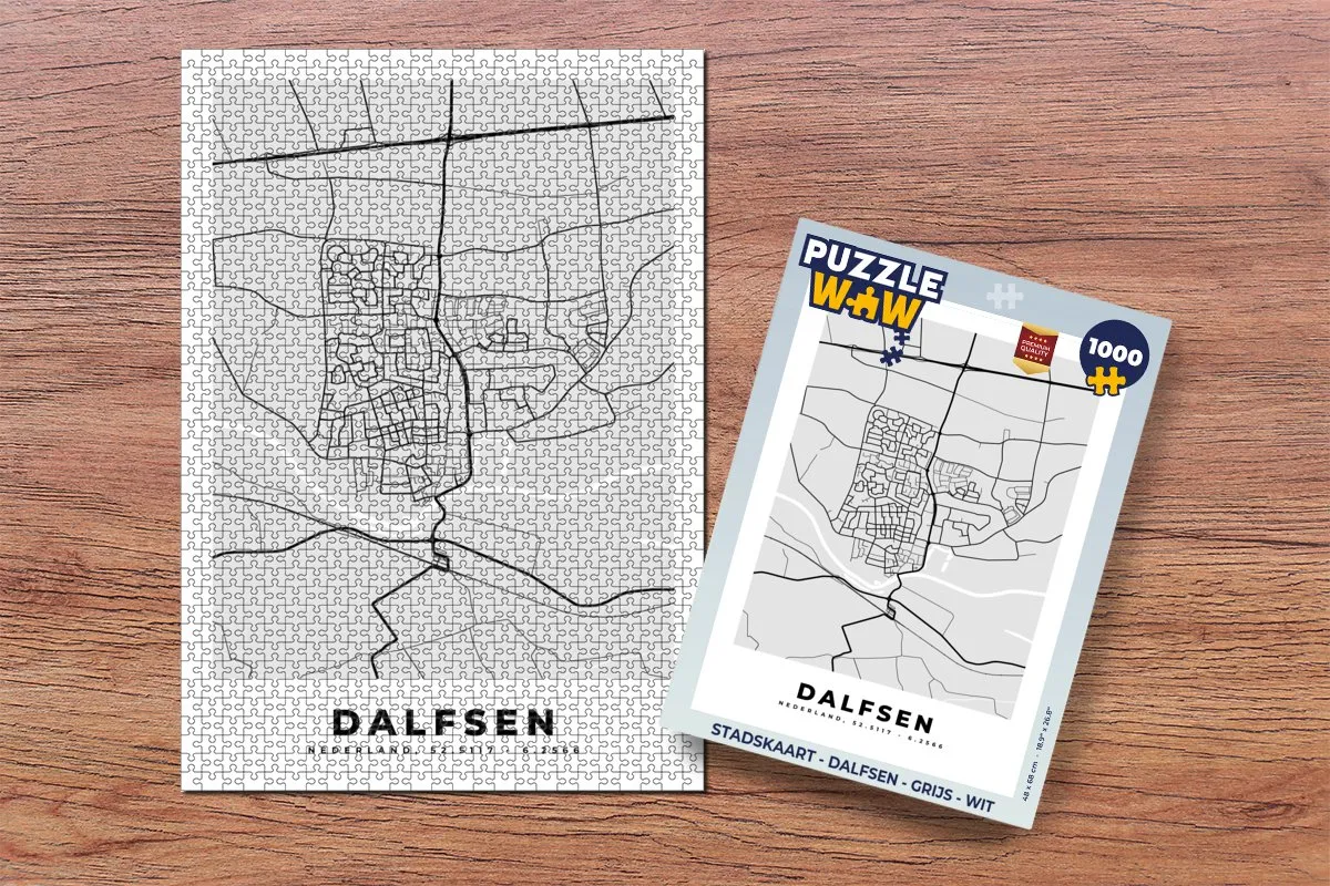 PuzzleWow Stadskaart Dalfsen Legpuzzel 1000 Stuks - Multicolor