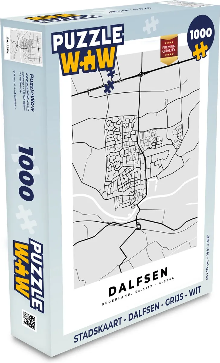 PuzzleWow Stadskaart Dalfsen Legpuzzel 1000 Stuks