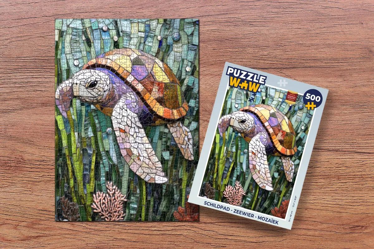 PuzzleWow Schildpad Zeewier Mozaïek Legpuzzel 500 Stuks
