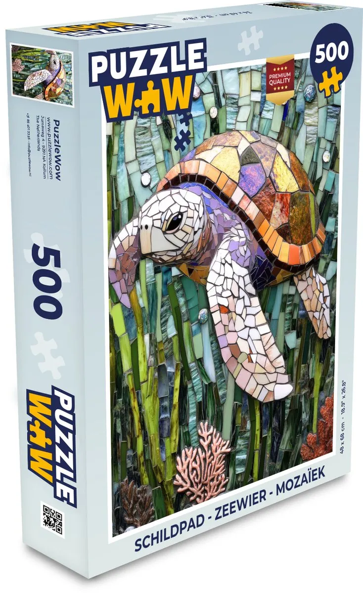 PuzzleWow Schildpad Zeewier Mozaïek Legpuzzel 500 Stuks