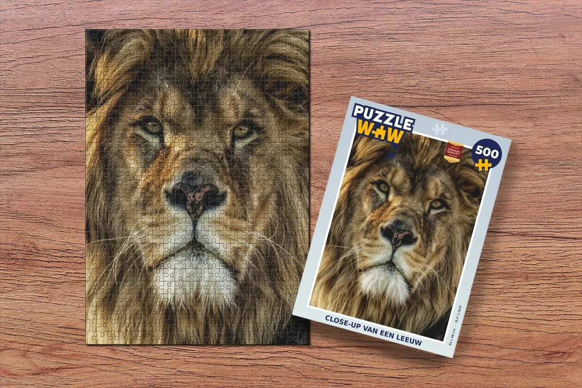 PuzzleWow Portret Leeuw Legpuzzel 500 Stuks - Multicolor