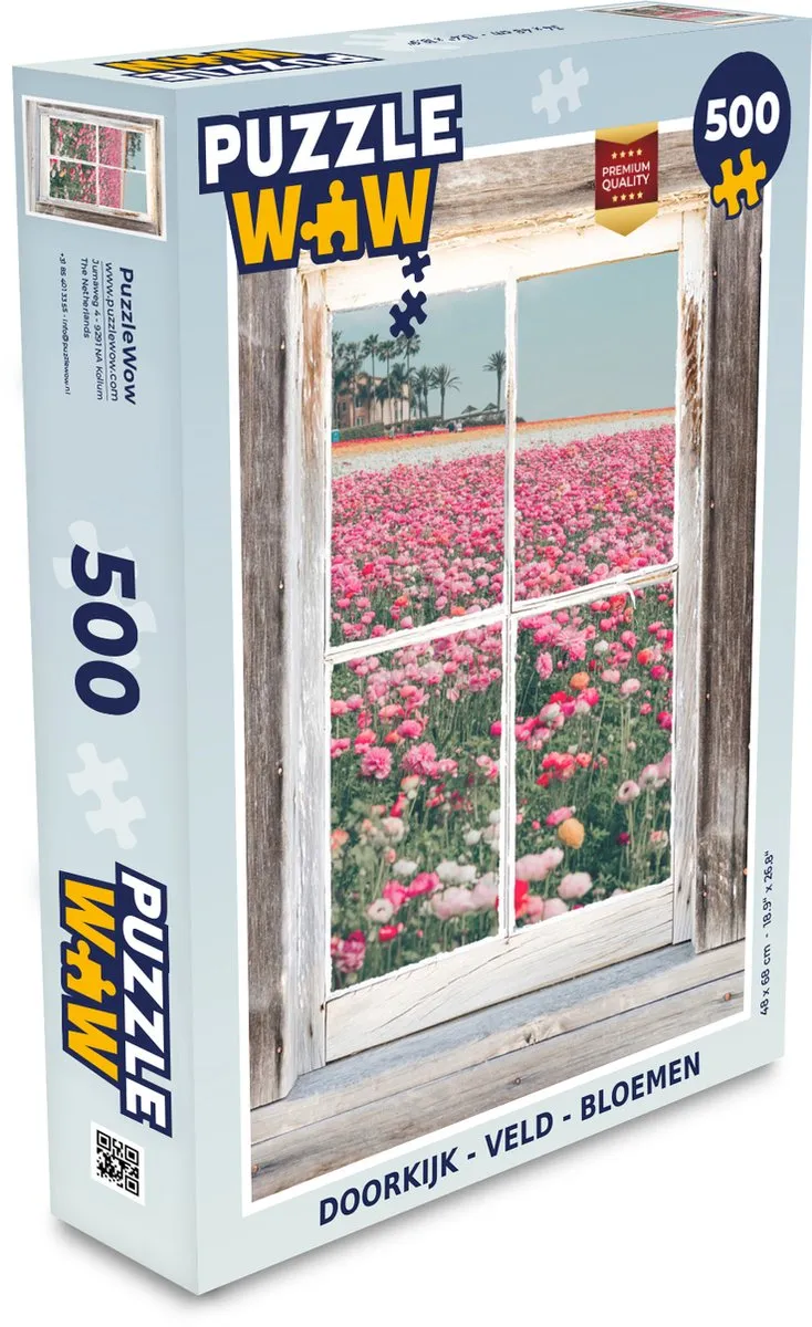PuzzleWow Doorkijk Bloemen Legpuzzel 500 Stuks