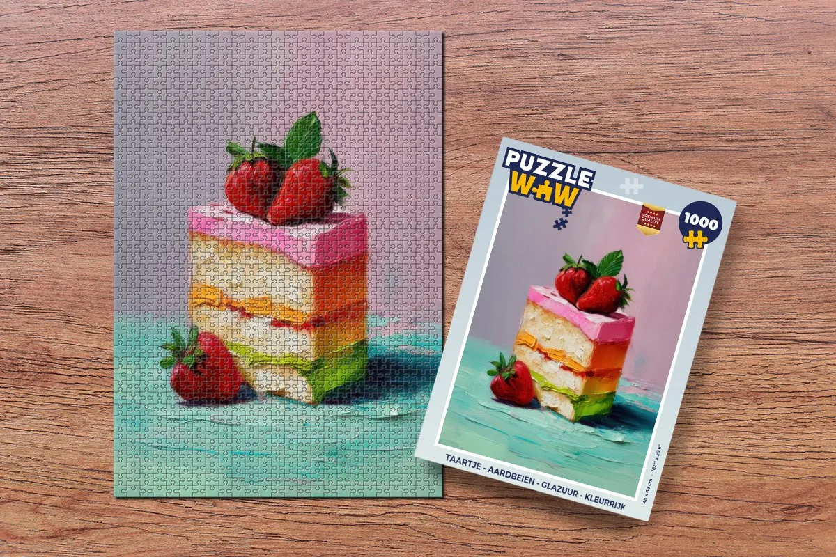 PuzzleWow Taartje Legpuzzel 1000 Stuks - Aardbeien