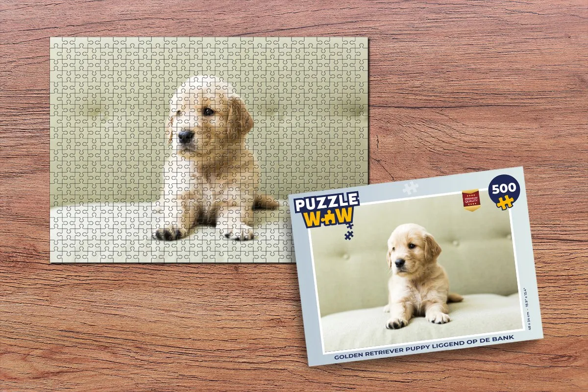 PuzzleWow Golden Retriever Puppy Legpuzzel 500 Stuks