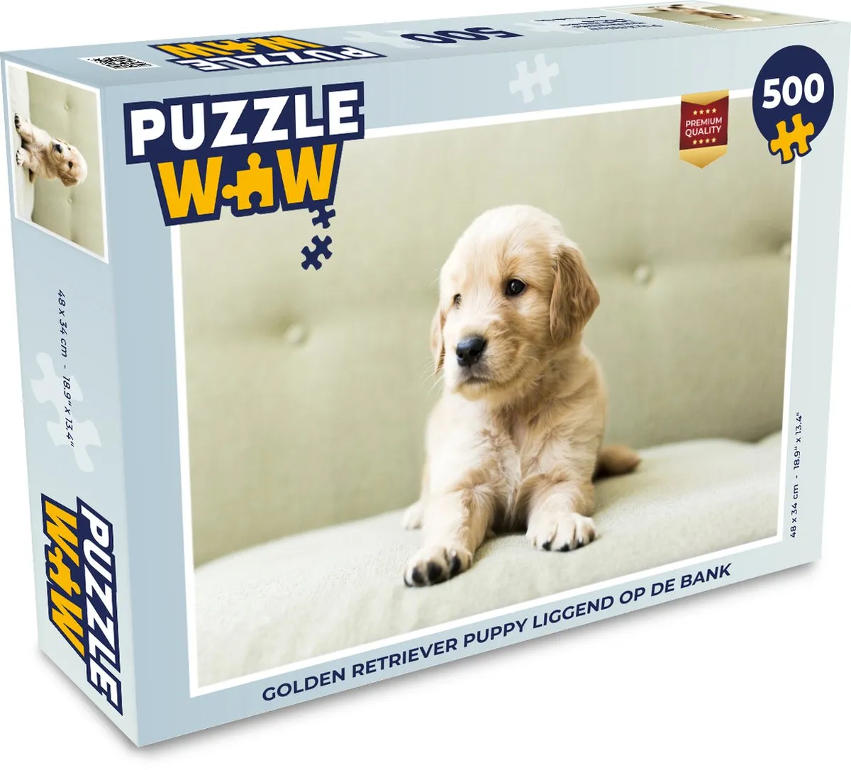 PuzzleWow Golden Retriever Puppy Legpuzzel 500 Stuks - Multicolor