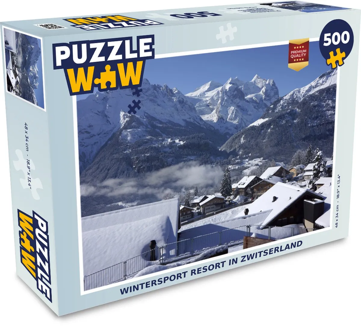 PuzzleWow Wintersport Resort Zwitserland Legpuzzel 500 Stuks