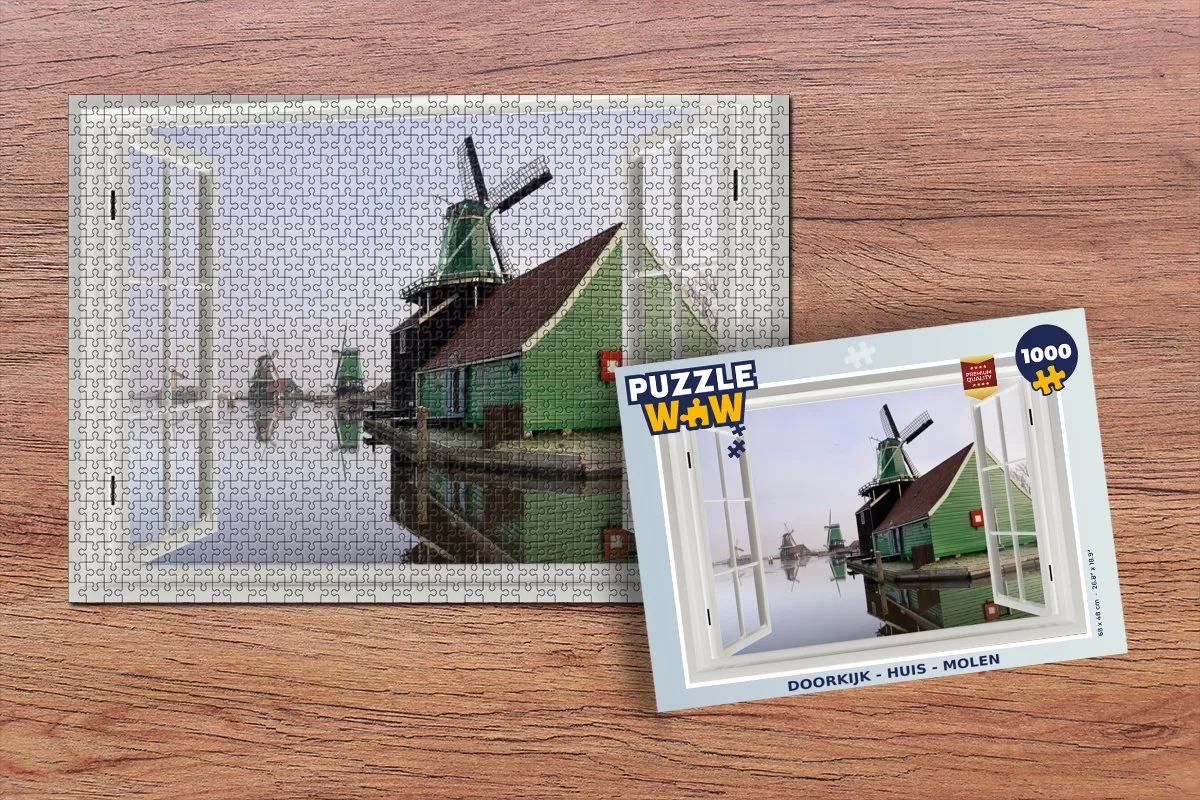 PuzzleWow Doorkijk Huis Molen Legpuzzel 1000 Stuks - Multicolor