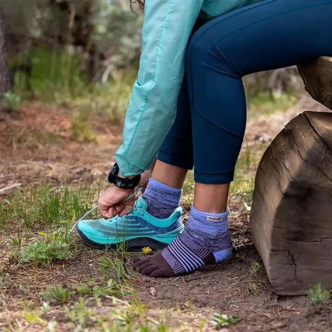 Injinji Trail Midweight Mini-Crew Sokken - Lavendel/Bruin - afbeelding 5 van 6