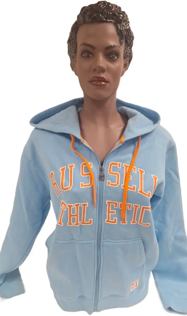 RUSSELL ATHLETIC/ HOODY/ LONG ZIPPER / APPLICATION/AQUA/ L