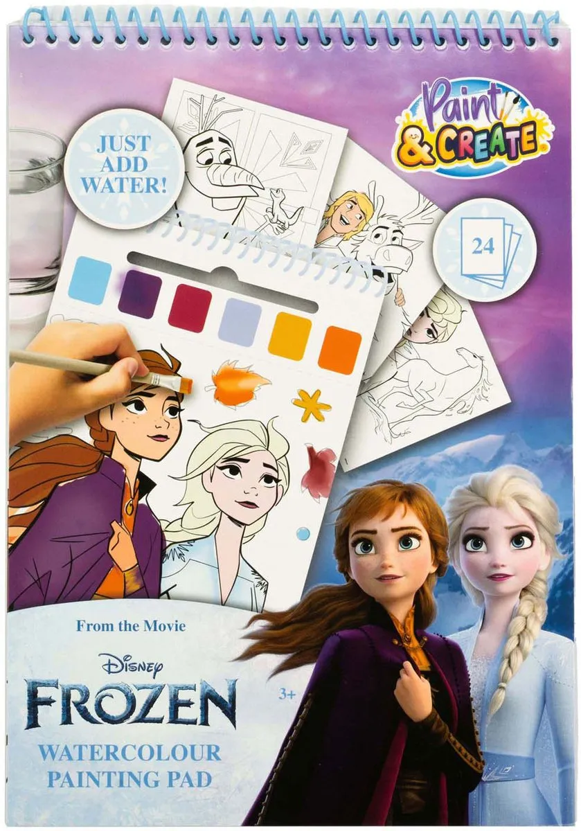 Disney Frozen Waterverf Kleurboek - 24 Pagina's - 6 Kleuren