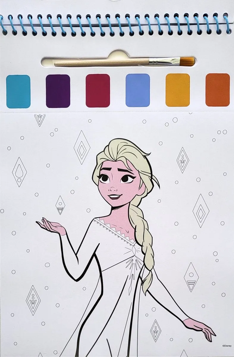 Disney Frozen Waterverf Kleurboek - 24 Pagina's - 6 Kleuren