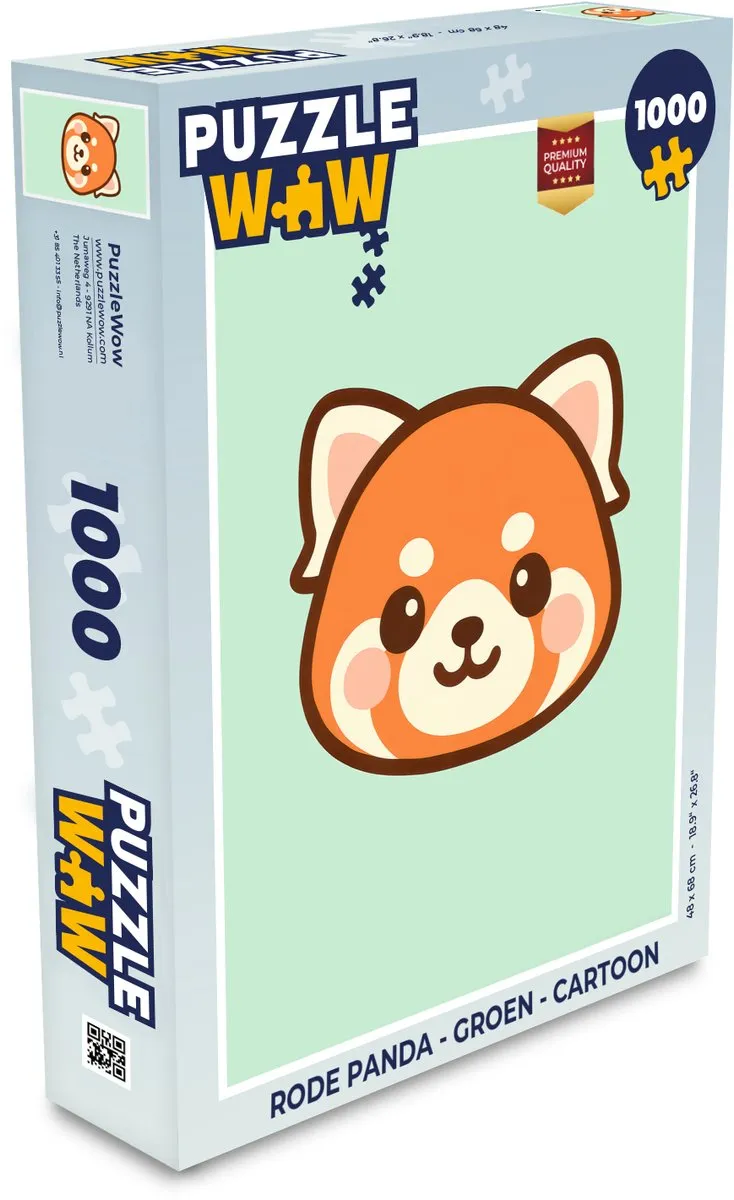 PuzzleWow Rode Panda Legpuzzel 1000 Stuks