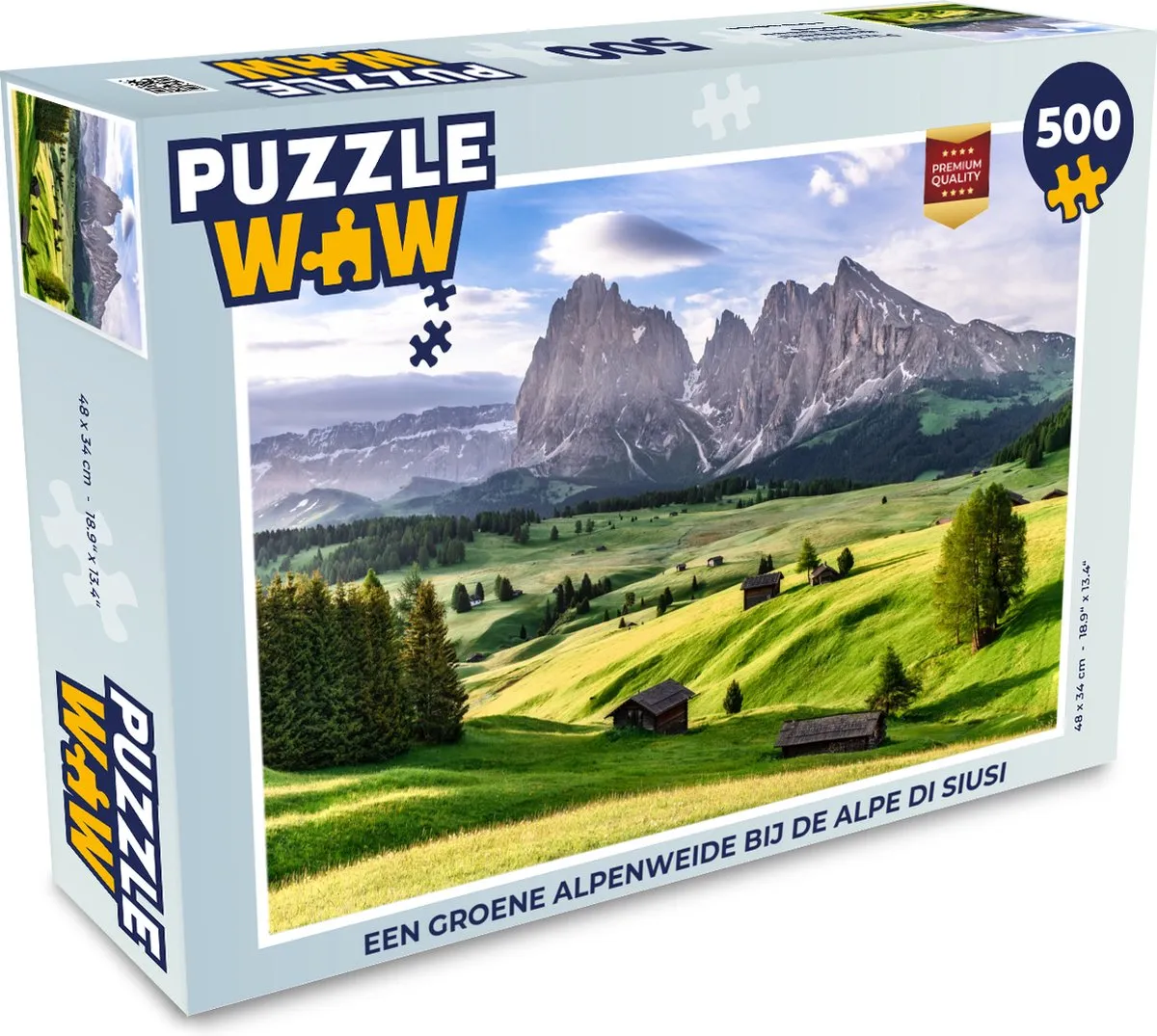PuzzleWow Alpenweide Alpe di Siusi Legpuzzel 500 Stuks - Multicolor