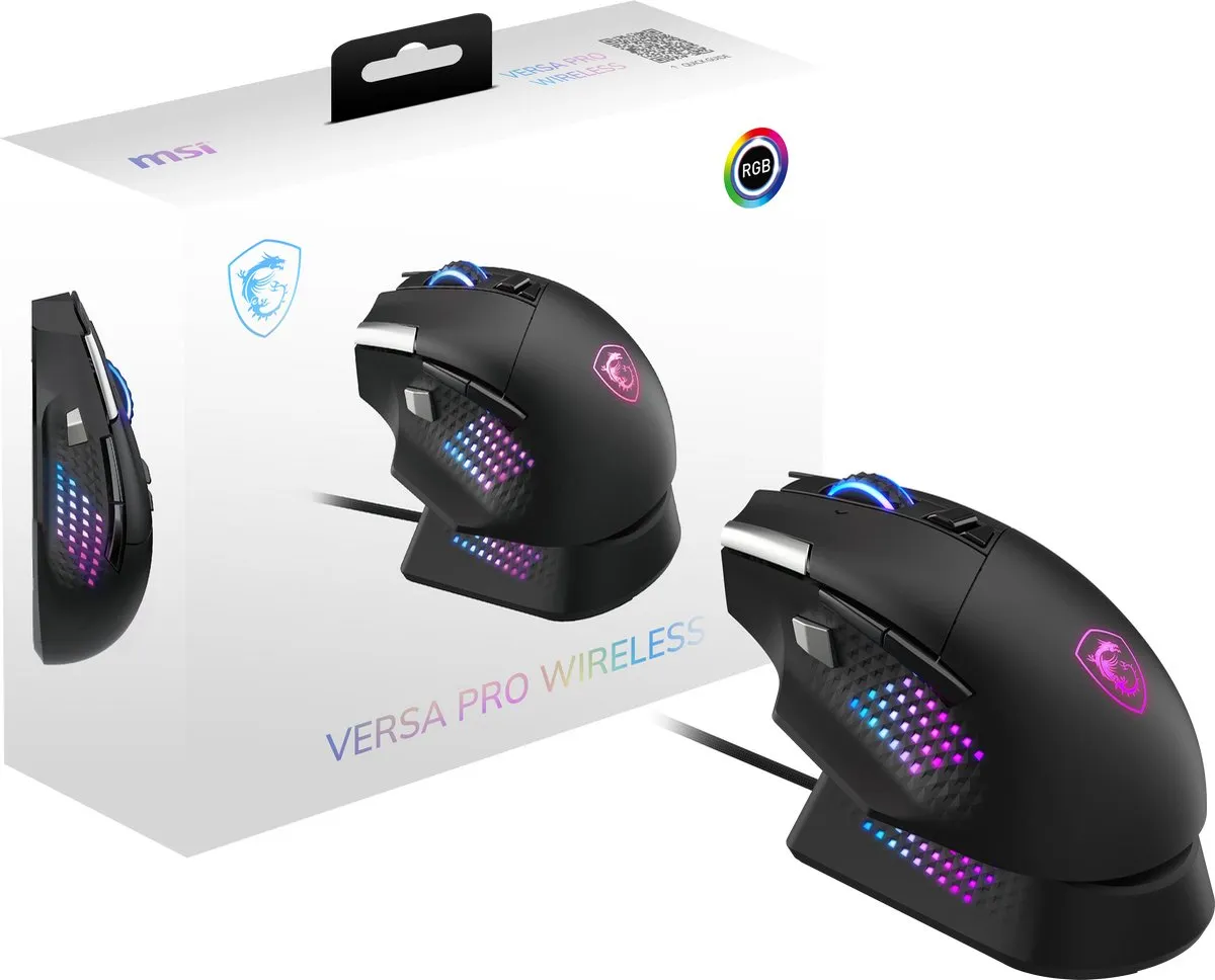 MSI Versa Pro Wireless Mouse Dock Pro S12-4301370-CLA - 80uur RGB Oplaadstation