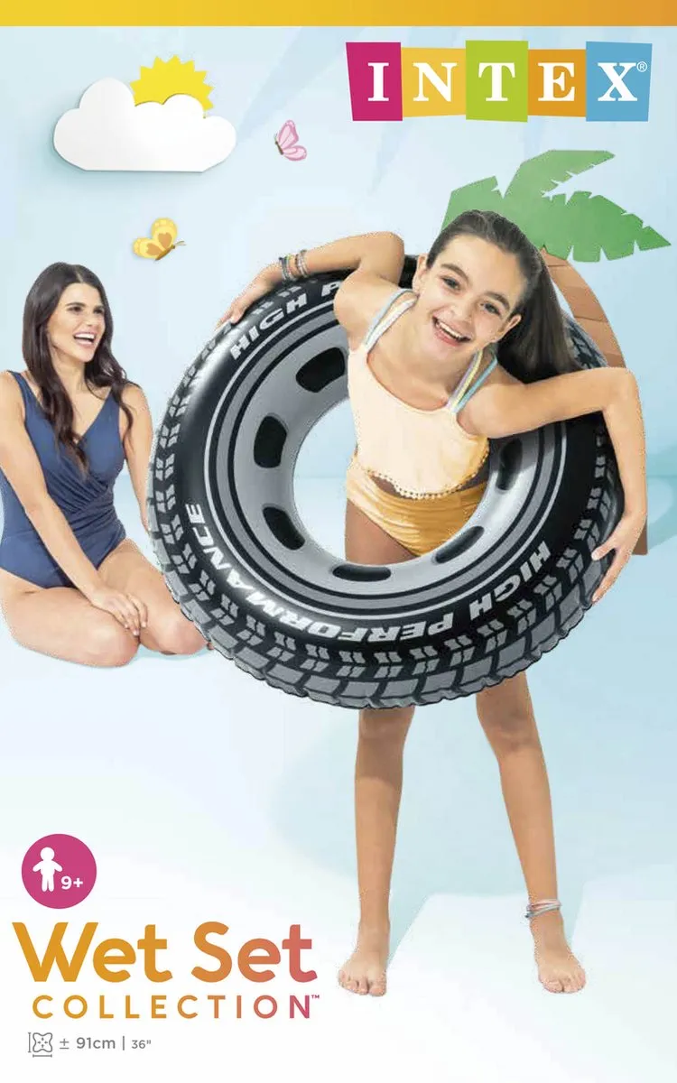 Intex Giant Tire Zwemband Ø91cm - Zwart/Grijs