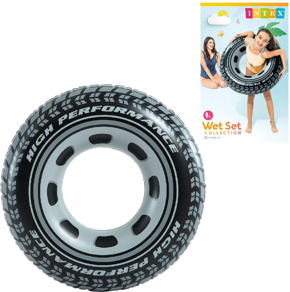 Intex Giant Tire Zwemband Ø91cm - Zwart/Grijs