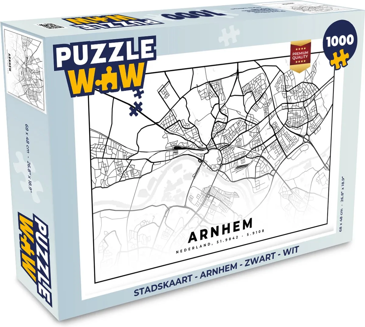 PuzzleWow Stadskaart Arnhem Legpuzzel 1000 Stuks