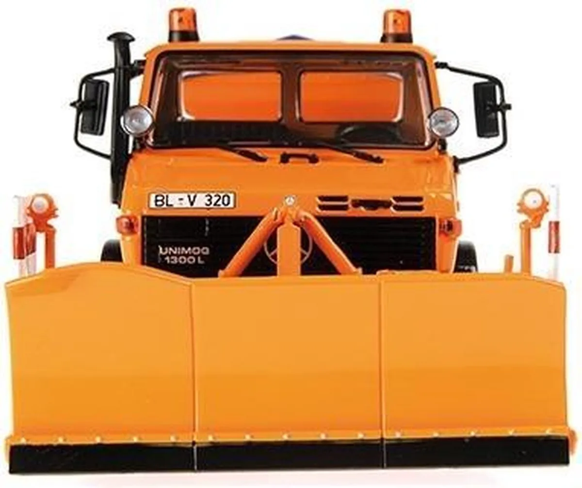 Mercedes-Benz Unimog 1300 L Schneepflug 1:43 - Blauw/Oranje